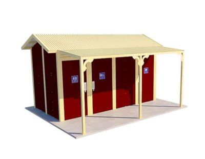 Burton 3 Standard Toilet Building with Manor Red and Classic Cream colour scheme